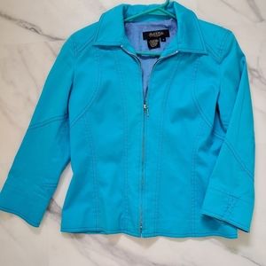 Torquise zipped jacket. Peck & Peck Fully lined. size s.